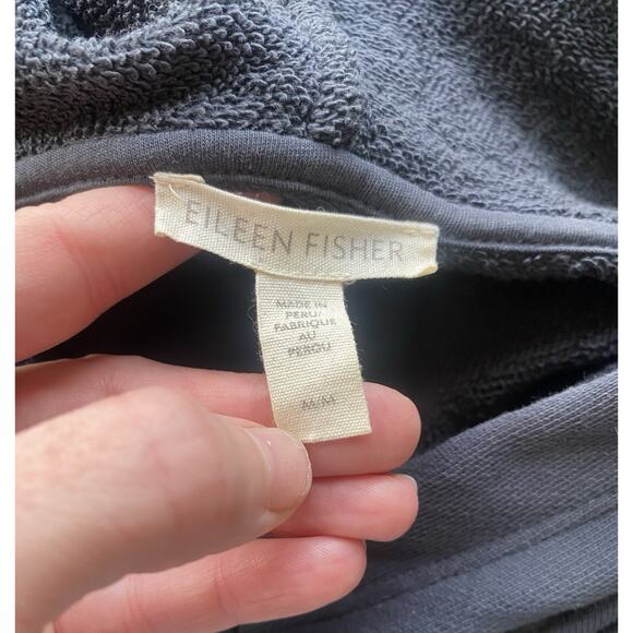 Eileen Fisher Sweater Womens Size Medium Gray Organic Cotton Relaxed Fit Hoodie - Picture 3 of 12